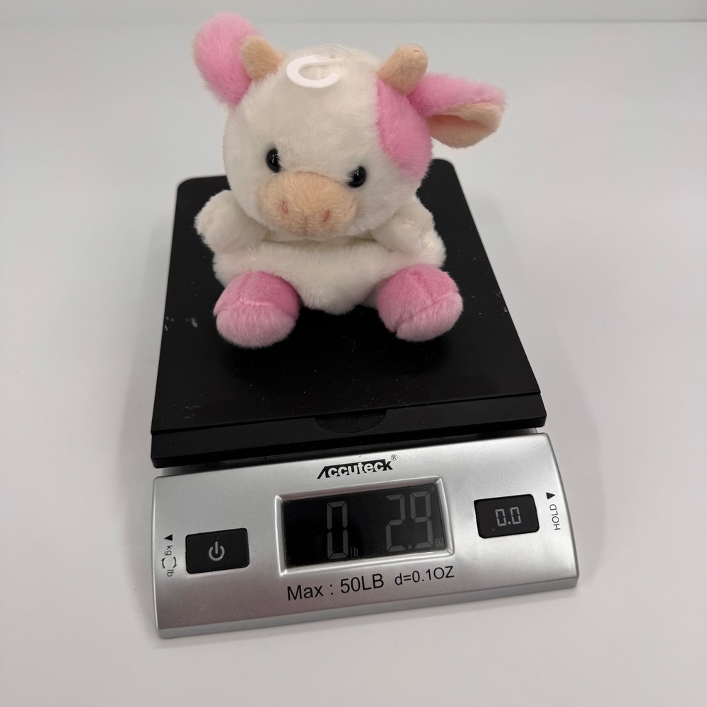 Palm Pals Aurora World Pink and White Cow Plush Stuffed Animal 5 inch Heifer - Picture 10 of 10